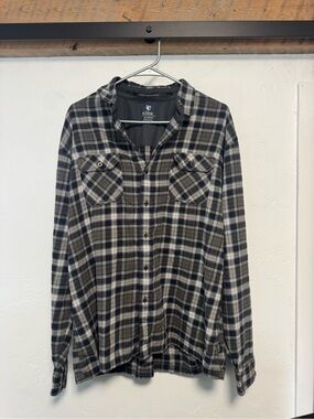 Kuhl Men's Gray & Black Plaid Shirt